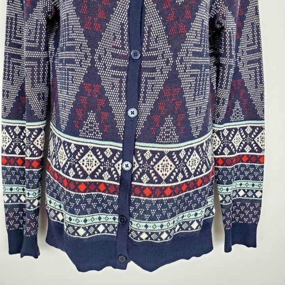 Merona Blue Print Button Down Cardigan S - Picture 4 of 8